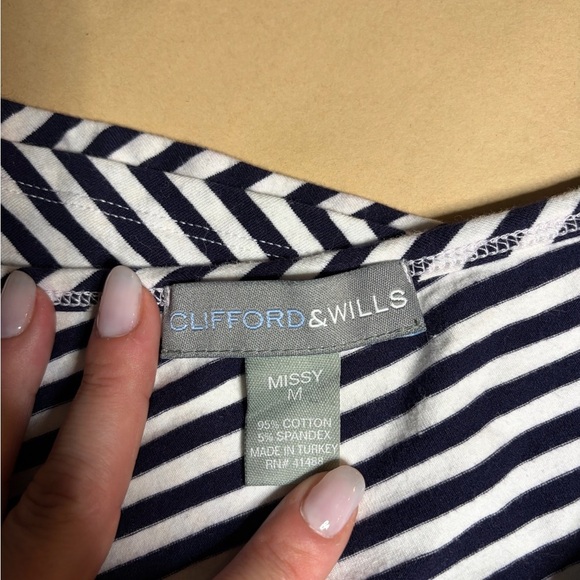 Striped One-Shoulder Top w Gold Hardware - Picture 6 of 6